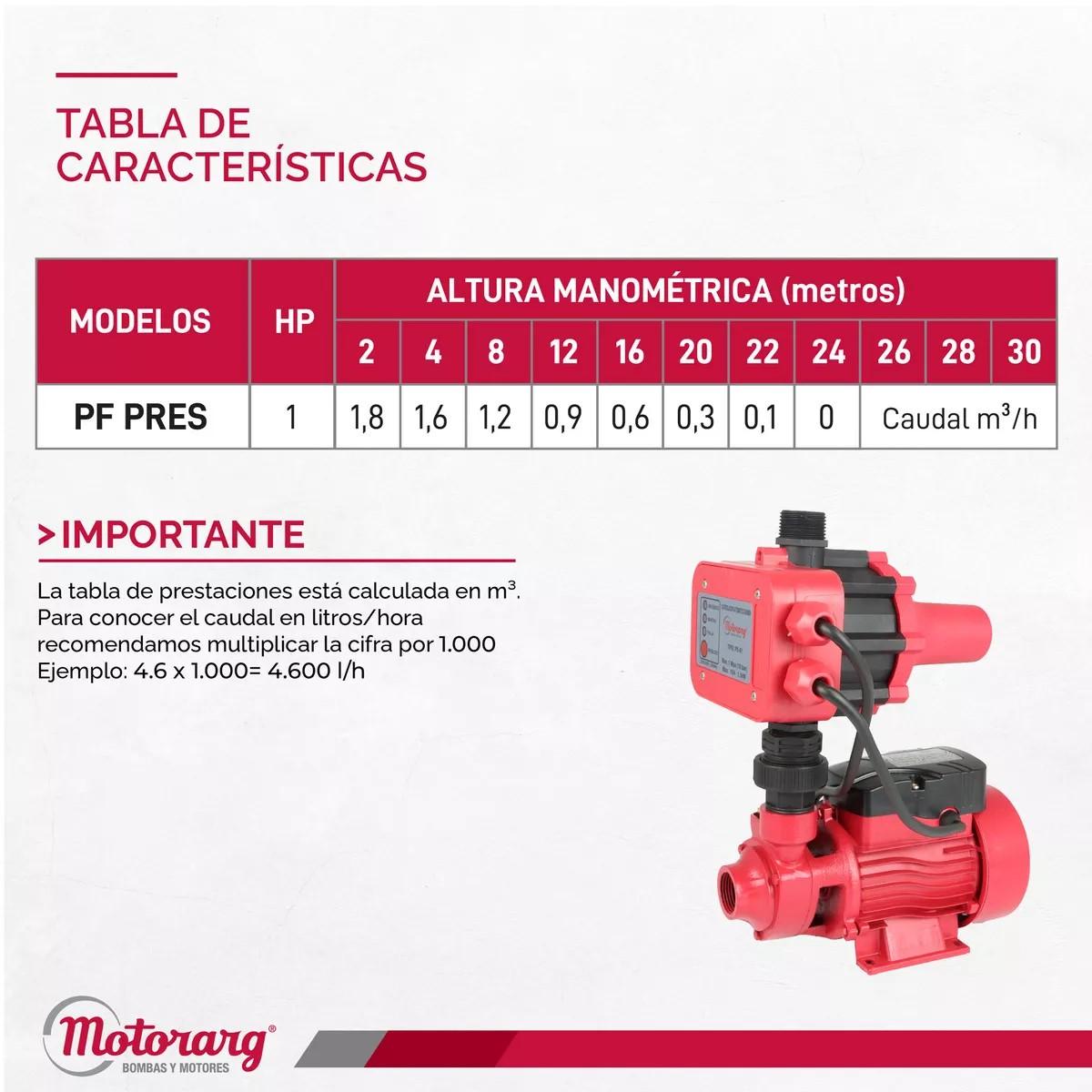 Bomba Presurizadora Motorarg PF Pres